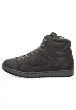 Sneaker Alta Con Zip Laterale In Pelle Nerogiardini I202550u