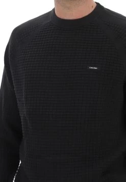 Maglioncino Girocollo Calvin Klein Con Lavorazione Waffle E Patch Uomo -Negozio Da Uomo Alla Moda f7d67e1569bde4b2aeafcaa659174615